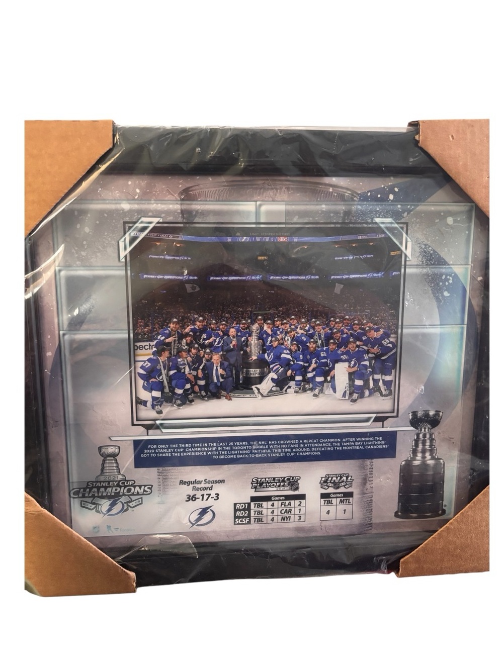 12" x 15" Tampa Bay Lightning 2020-21 back-to-back Stanley Cup Champions plaque